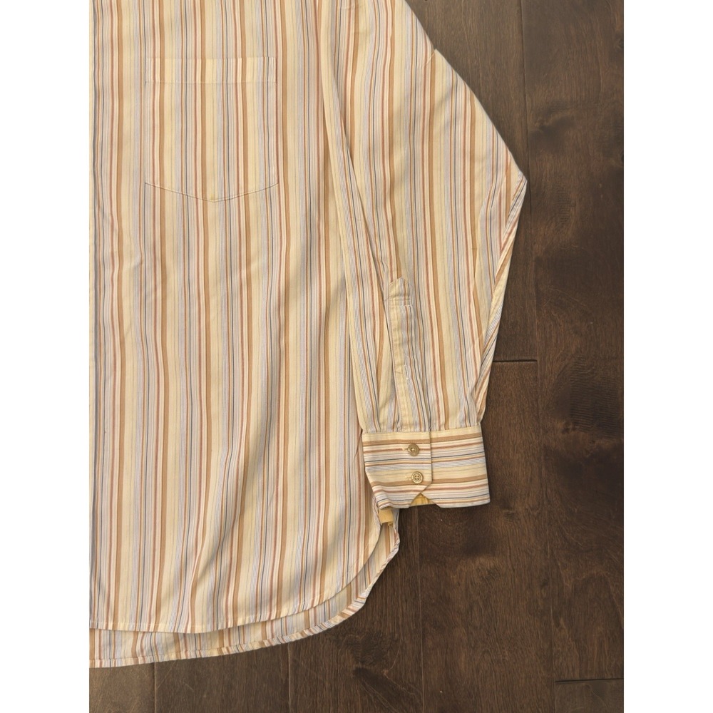 Vtg Tommy Hilfiger Shirt Mens Size XL Beige Striped Button Up 90s Long Sleeve - Picture 5 of 8